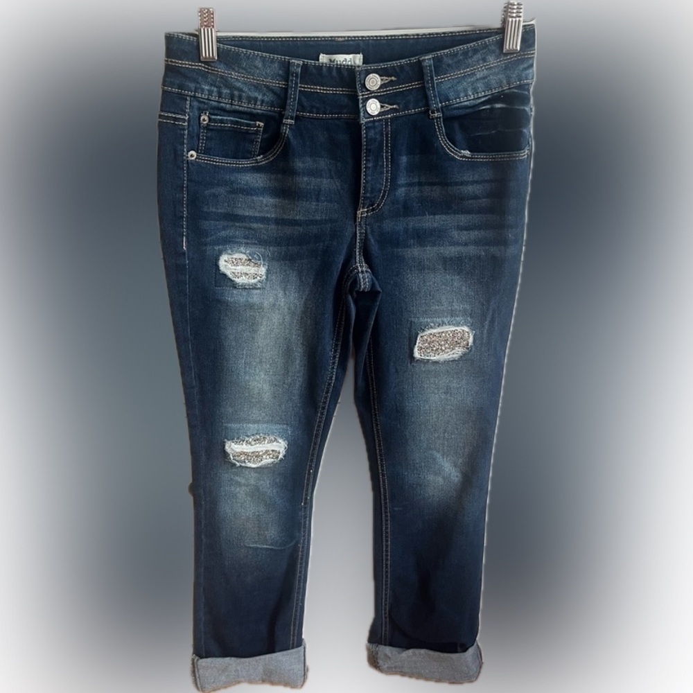 Mudd Y2K Distressed Bling Rhinestone Jeans Girls Size 16